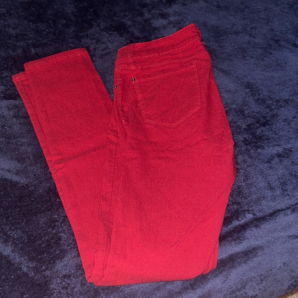 Red pants from Walmart size large and they are stretchy